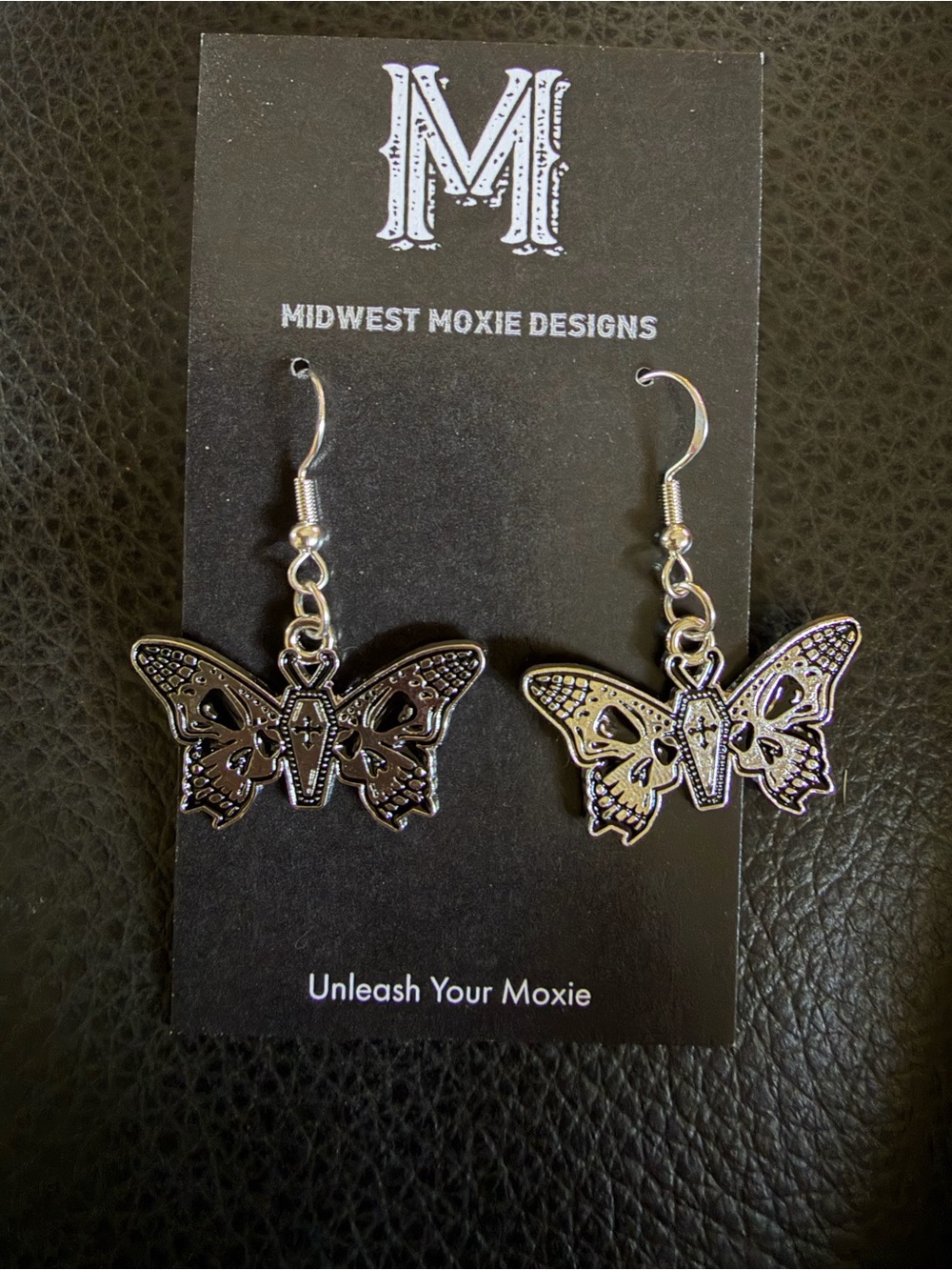 Silver Butterfly Drop Earrings - Silver